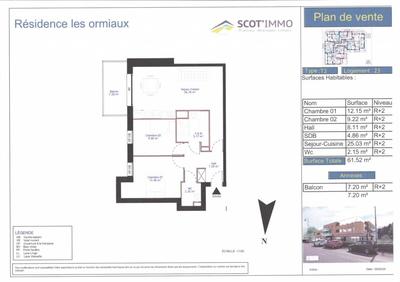 Appartement - 61 m² - 3 pièces