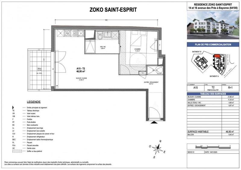 Appartement - 47 m² - 2 pièces