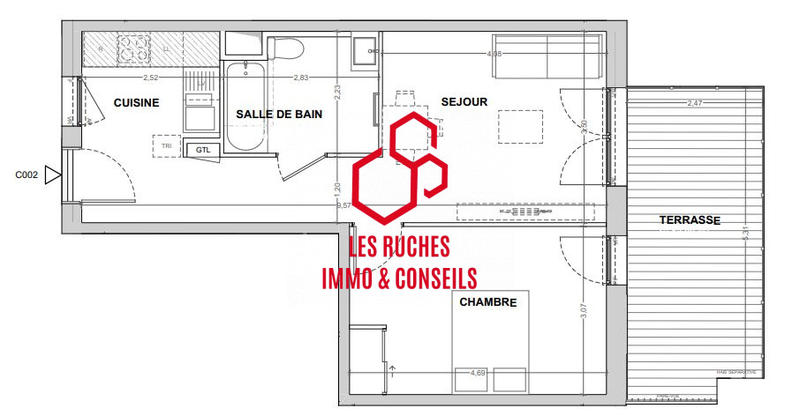 Appartement - 46 m² - 2 pièces