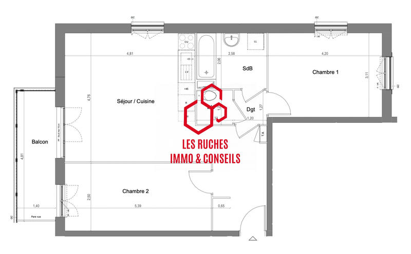 Appartement - 67 m² - 3 pièces