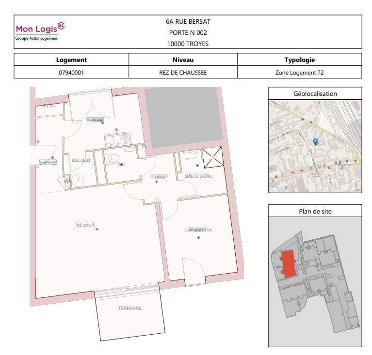 Appartement - 64 m² - 2 pièces