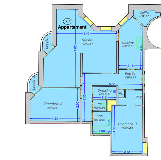 Appartement - 87 m² - 4 pièces