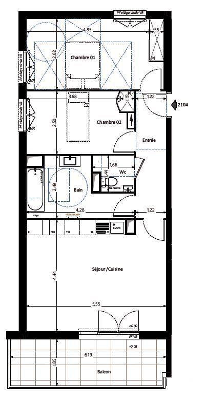 Appartement - 66 m² - 3 pièces