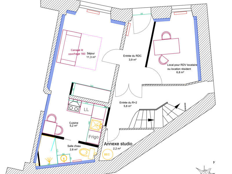 Studio - 21 m² - 1 pièce