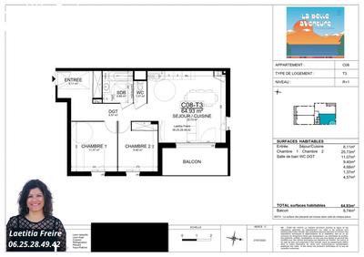 Appartement - 64 m² - 3 pièces