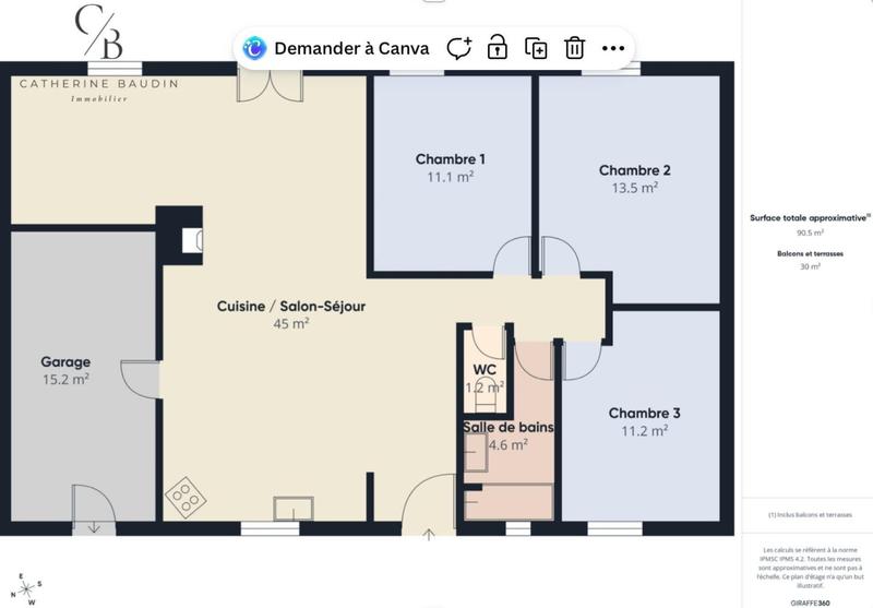 Maison - 90 m² - 4 pièces