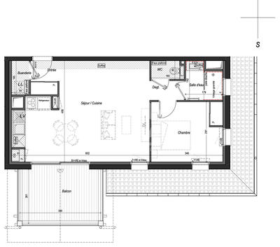 Appartement - 43 m² - 2 pièces