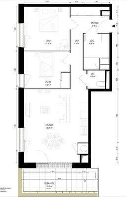 Appartement - 64 m² - 3 pièces