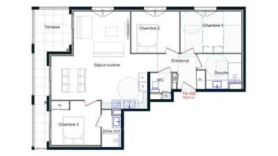 Appartement - 79 m² - 4 pièces