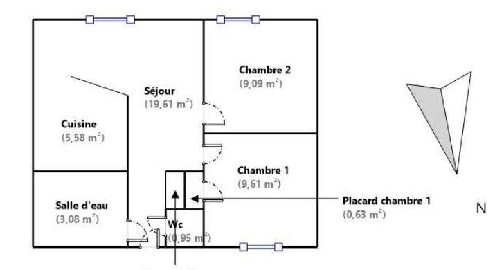 Appartement - 49 m² - 3 pièces