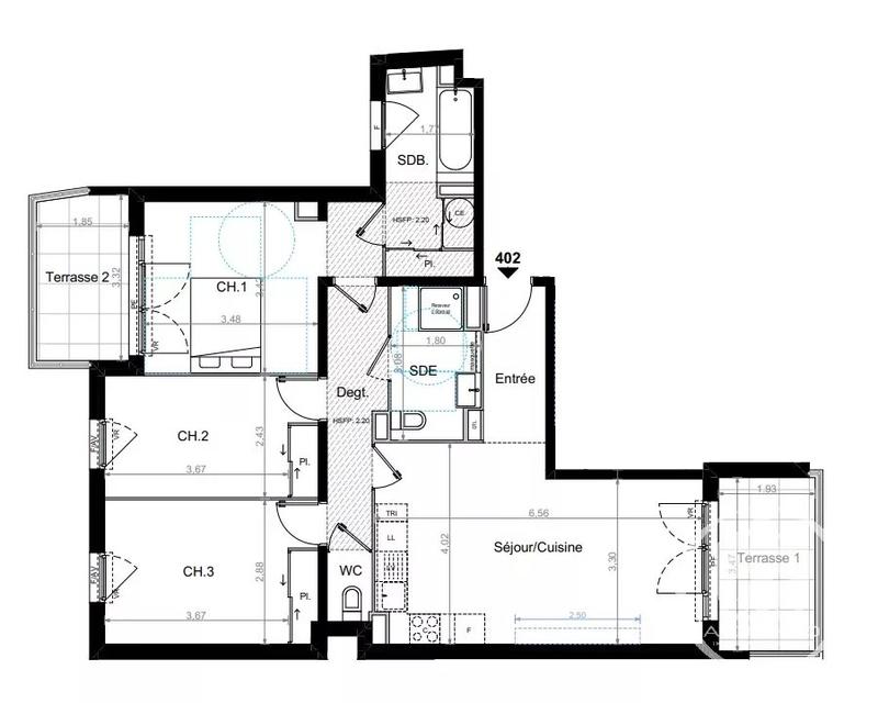 Appartement - 82 m² - 4 pièces