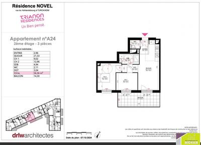 Appartement - 56 m² - 3 pièces