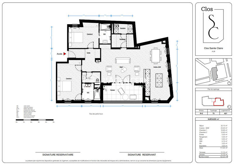 Appartement - 111 m² - 3 pièces