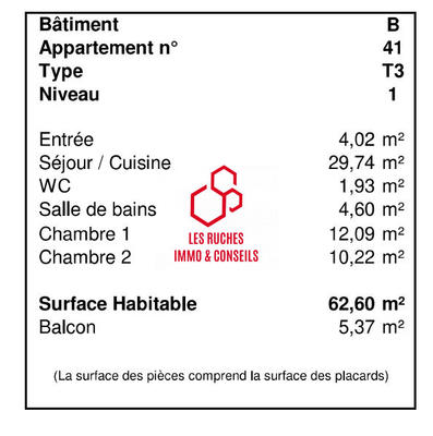 Appartement - 63 m² - 3 pièces