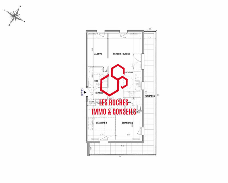 Appartement - 70 m² - 3 pièces