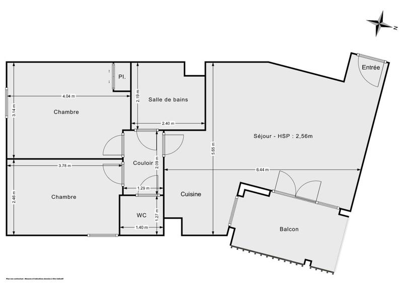 Appartement - 59 m² - 3 pièces