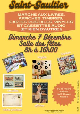 Marché aux livres, affiches, timbres, cartes postales, vinyles et cassettes audio