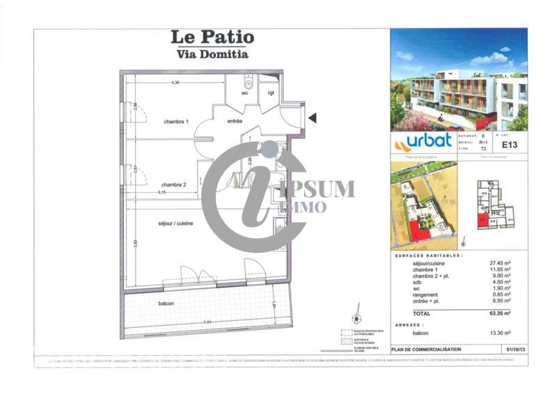 Appartement - 63 m² - 3 pièces