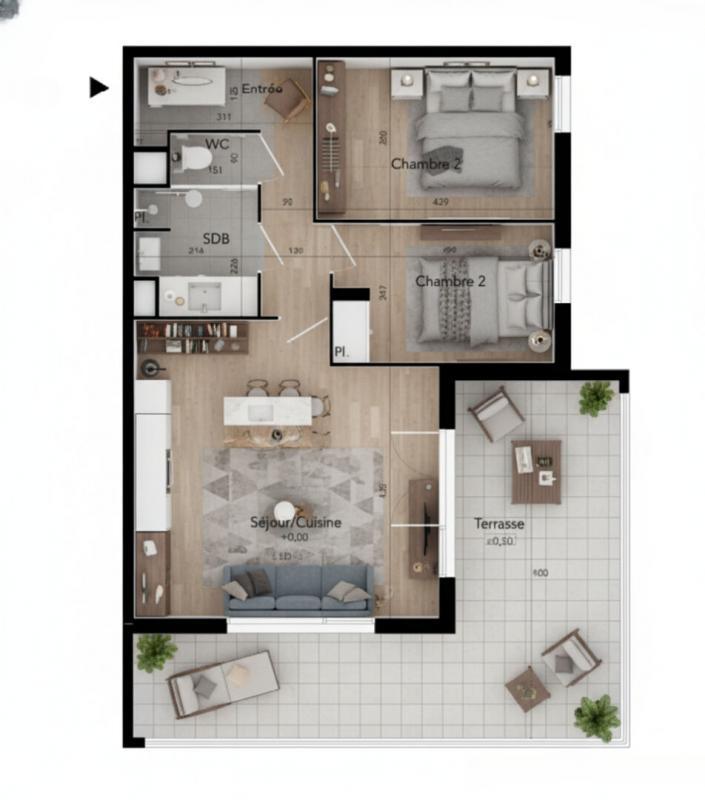 Appartement - 60 m² - 3 pièces