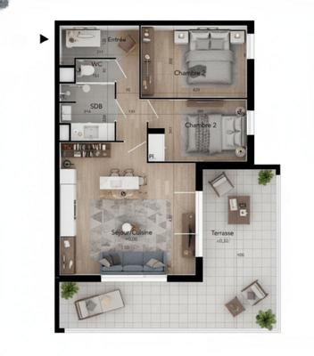 Appartement - 60 m² - 3 pièces