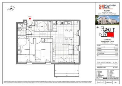 Appartement - 61 m² - 3 pièces