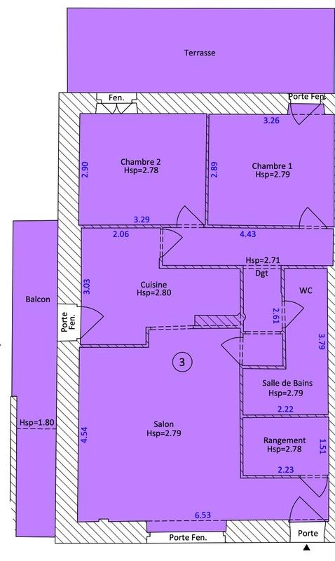 Appartement - 66 m² - 3 pièces