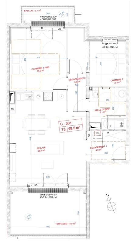 Appartement - 68 m² - 3 pièces