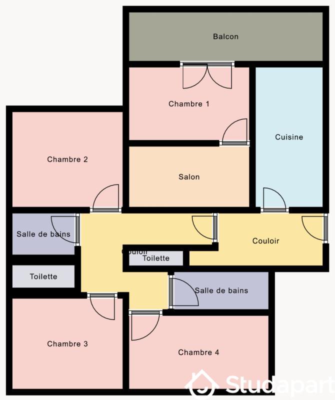 Chambre - 9 m² - 1 pièce