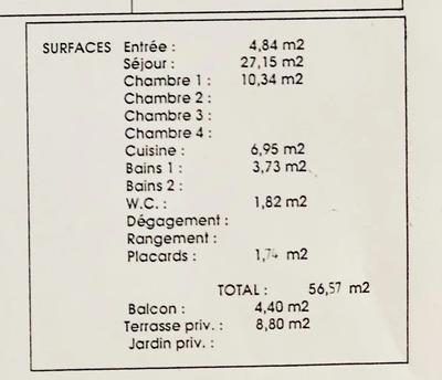 Appartement - 57 m² - 2 pièces