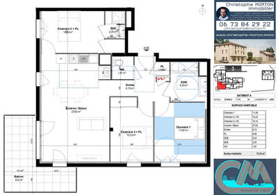Appartement - 75 m² - 4 pièces