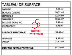 Appartement - 55 m² - 3 pièces