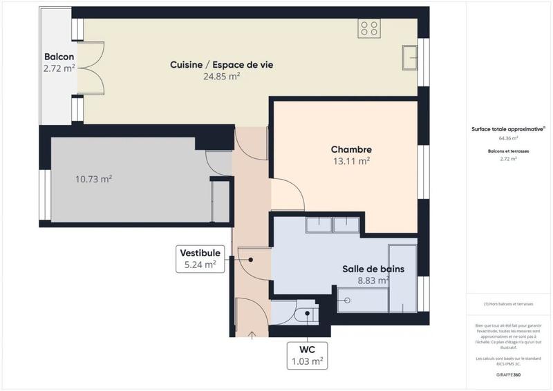 Appartement - 65 m² - 3 pièces