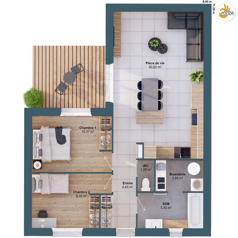 Maison - 65 m² - 4 pièces