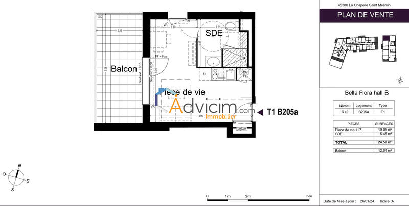 Appartement - 24 m² - 1 pièce