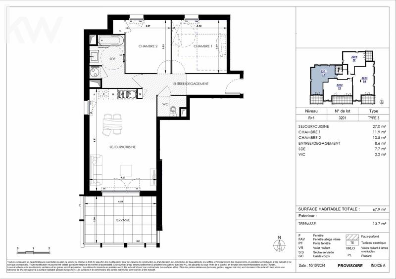 Appartement - 68 m² - 3 pièces