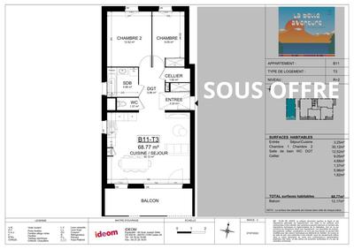 Appartement - 68 m² - 3 pièces