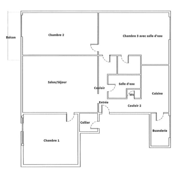 Chambre - 12 m² - 1 pièce