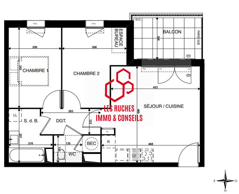 Appartement - 50 m² - 3 pièces