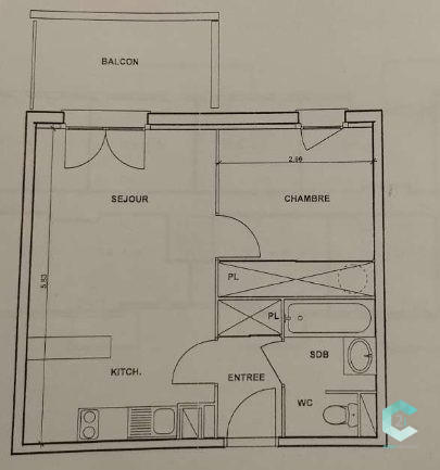 Appartement - 38 m² - 2 pièces