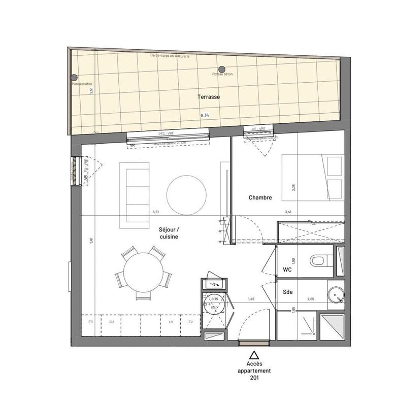 Appartement - 46 m² - 2 pièces