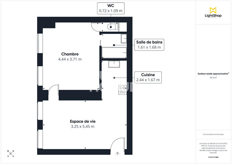 Appartement - 42 m² - 2 pièces