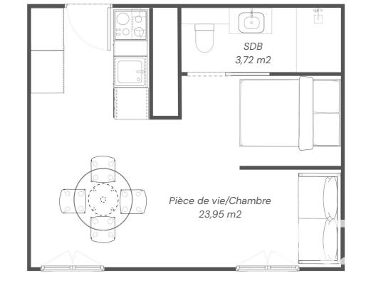 Appartement - 28 m² - 1 pièce