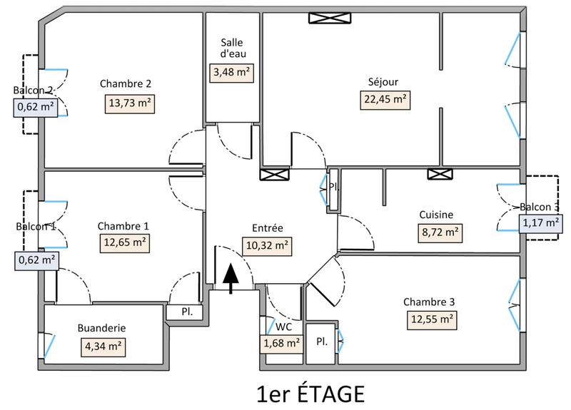Appartement - 90 m² - 4 pièces