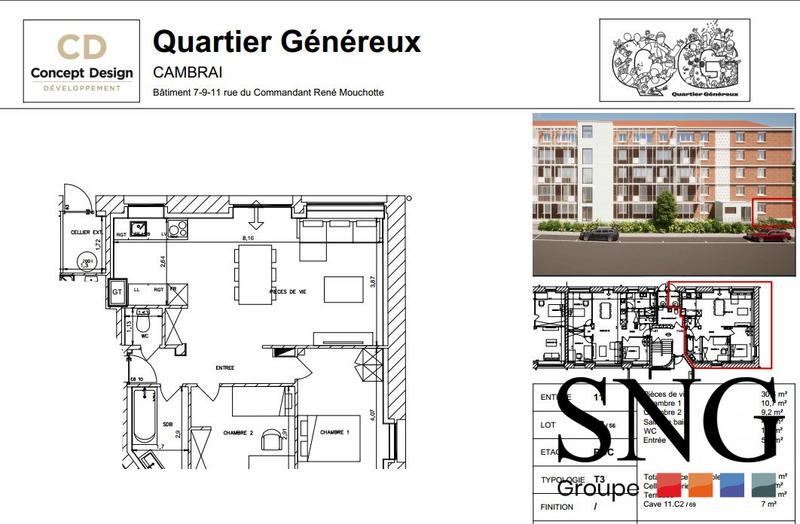 Appartement - 62 m² - 3 pièces