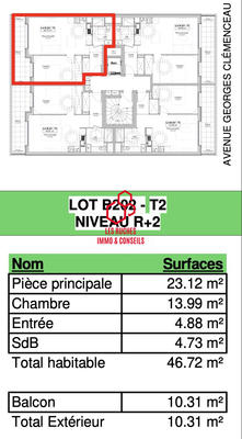 Appartement - 47 m² - 2 pièces