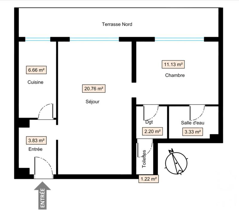 Appartement - 49 m² - 2 pièces