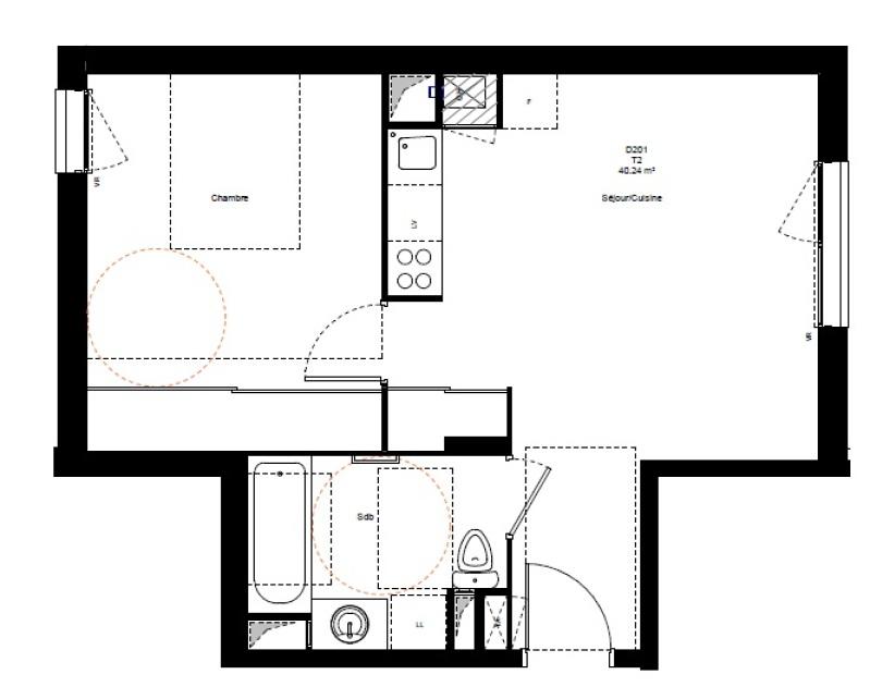 Appartement - 40 m² - 2 pièces