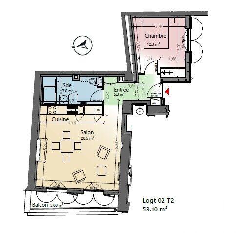 Appartement - 53 m² - 2 pièces