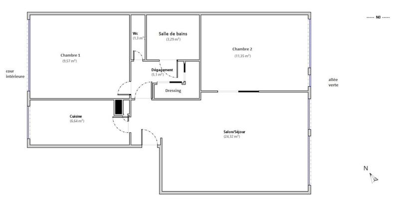 Appartement - 62 m² - 3 pièces