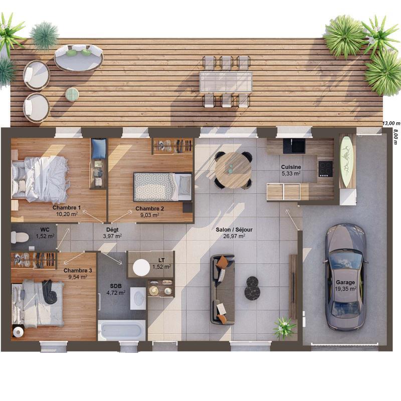 Maison - 75 m² - 5 pièces